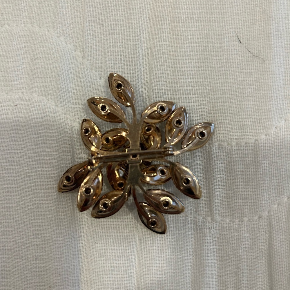 Vintage Amber CitrineGlass Marquise SawTooth Cluster Brooch - Picture 2 of 4